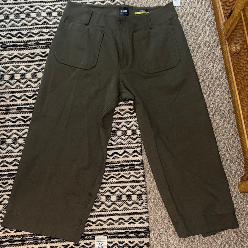 Maeve Green Ankle Cropped Pants Relaxed Fit